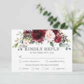 Bourgondië roze bloemenbruiloft maaltijd keuze RSV RSVP Kaartje (Staand voorkant)