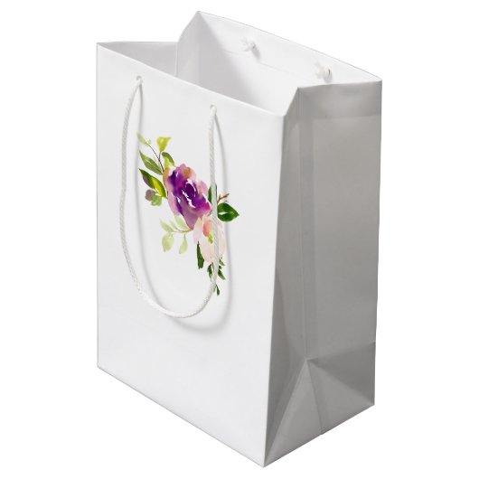 Bourgondië roze bloemenbruiloft medium cadeauzakje (Achterkant Gekanteld)