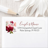 Bourgondië roze bloemenbruiloft retour etiket (Insitu)