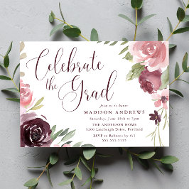 Bourgondië & Roze Bloemengraduatiefeest Kaart