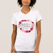 Bourgondië & Roze Bloemenkrans Moeder van de bruid T-shirt (Voorkant)