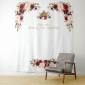 Bourgondië Roze Bloemige Bruiloftstheeceremonie Fo Wandkleed (In situ)