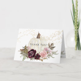 Bourgondië roze bloemige pompoen gouden ster dank  kaart