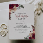 Bourgondië Roze Blush Bloemen Bachelorette Party Kaart<br><div class="desc">Deze bruine roze spoelbruine uitnodiging van de spoedplechtige bachelorette is perfect voor een rustige gebeurtenis. Het ontwerp is voorzien van bruine,  roze bloemen met groene bladeren,  inspirerende artistieke schoonheid.</div>