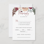 Bourgondië Roze Blush Bloemen Bruiloft Menu Keuze (Voorkant)