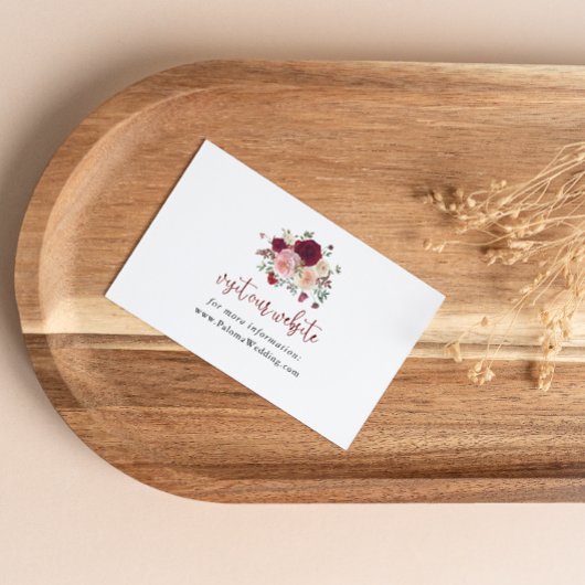 Bourgondië Roze Blush Bloemen Bruiloft Website Informatiekaartje