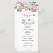 Bourgondië roze chique Roos bloemenbruiloft progra Programmakaart (Voorkant / Achterkant)