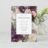 Bourgondië roze elegante bloemenbruiloft kaart (Staand voorkant)