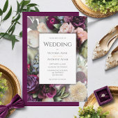 Bourgondië roze elegante bloemenbruiloft kaart