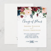 Bourgondië, Roze en Midnight Blue Bruidslunch I Kaart (Voorkant / Achterkant)