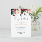 Bourgondië, Roze en Midnight Blue Bruidslunch I Kaart (Staand voorkant)