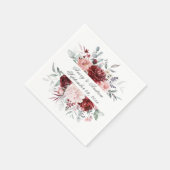 Bourgondië roze gepersonaliseerd script bruiloft s servet (Hoek)