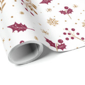 Bourgondie Roze & Goud Kerst Inpakpapier (Rol Hoek)