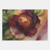 Bourgondië Roze Gouden Roos Bloemige Bruids Shower Inpakpapier Vel (Voorkant)