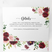 Bourgondië Roze Paarse lente Bloemen bruiloft van Drieluik Uitnodiging (Binnenzijde eerst)