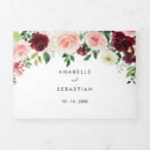 Bourgondië roze Paarse lente bloemenbruiloft Drieluik Uitnodiging (Cover)