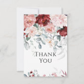 Bourgondië roze pioen bruiloft bedankkaart (Voorkant)