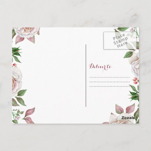 Bourgondië roze roos foto bruiloft dank u briefkaart (Achterkant)