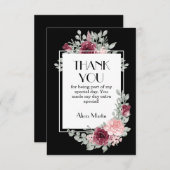 Bourgondië Roze Rose Flora Zwart Dank u kaart (Voorkant / Achterkant)