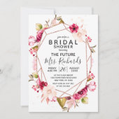 Bourgondië & Roze Terrarium Bruidsdouche Uitnodigi Kaart (Voorkant)