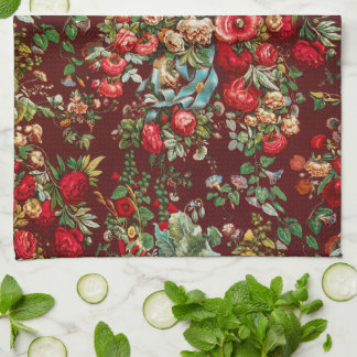 Bourgondie Roze Vintage Bloem Chintz Cottage Tuin  Theedoek