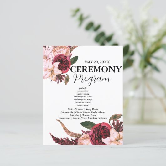 Bourgondië Sangria huwelijksceremonie programma's (Staand voorkant)