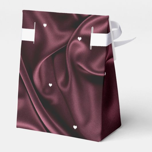 Bourgondië satijn witte harten gepersonaliseerd bedankdoosjes (Achterkant)