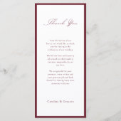 Bourgondië sierlijke script typografie bruiloft menu (Achterkant)
