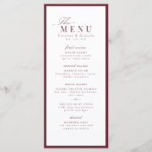 Bourgondië sierlijke script typografie bruiloft menu (Voorkant)