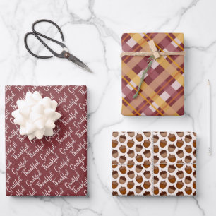 BOURGONDIË SINAASAPPEL & GOUDEN PLAID DANKBAAR DAN INPAKPAPIER VEL