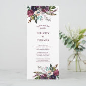 Bourgondië Splendor Boho Bloemen Wit Bruiloft Kaart (Staand voorkant)