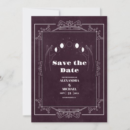 Bourgondië Tarot De Geliefden Huwelijk Save The Date (Voorkant)