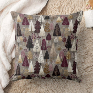 Bourgondie Taupe Folk Art Winterbos Kussen