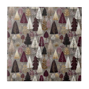 Bourgondie Taupe Folk Art Winterbos Tegeltje