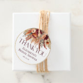 Bourgondië Terracotta Gouden Bloemen Pampas Dank u Bedankjes Labels (In situ)