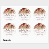 Bourgondië Terracotta Herfst Florals Pampas Dank u Ronde Sticker (Vel)