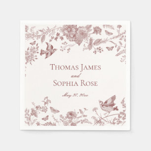 Bourgondië Toile de Jouy  Bloemen Huwelijk Servet