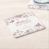 Bourgondië Toile de Jouy bloemendoop Kartonnen Onderzetters (Schuin)