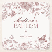 Bourgondië Toile de Jouy  bloemendoop Kartonnen Onderzetters (Voorkant)