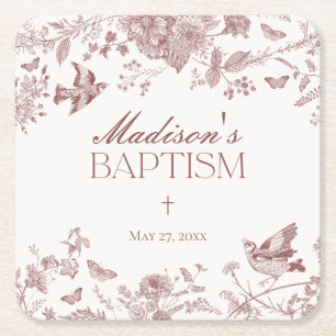 Bourgondië Toile de Jouy  bloemendoop Kartonnen Onderzetters