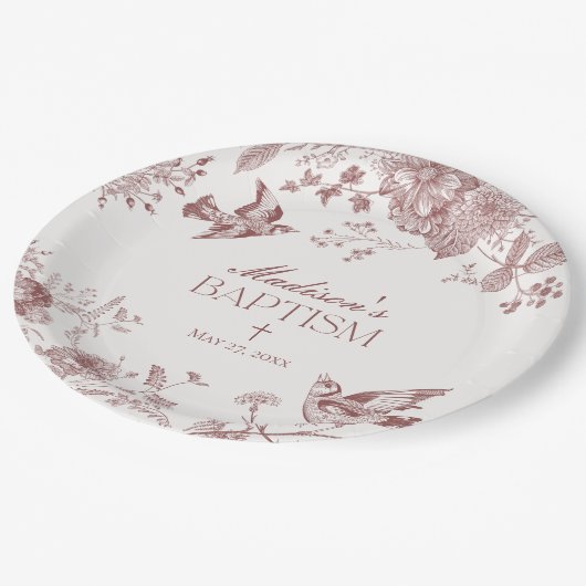 Bourgondië Toile de Jouy  bloemendoop Papieren Bordje (Gekanteld)