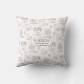 Bourgondië Toile de Jouy Naam Geboortedatum Baby Kussen (Achterkant)