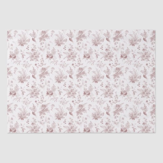 Bourgondië Toile De Jouy Vintage Bloemmotief Chino Tissuepapier (Voorkant)