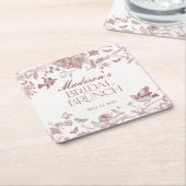Bourgondië Toile Jouy  Bloemen Bruids Brunch Kartonnen Onderzetters (Schuin)