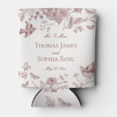 Bourgondië Toile Jouy Bloemen Huwelijksgunst Blikjeskoeler (Voorkant)