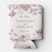 Bourgondië Toile Jouy Bloemen Huwelijksgunst Blikjeskoeler (Achterkant)