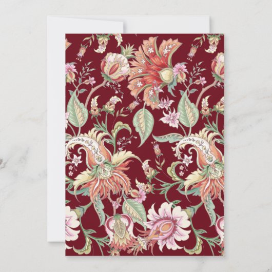 Bourgondië | Tropical Fantasy Boho Bloemenbruiloft Kaart (Achterkant)