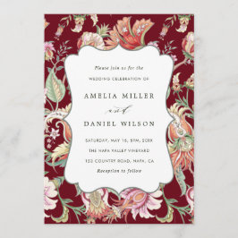 Bourgondië | Tropical Fantasy Boho Bloemenbruiloft Kaart