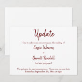 Bourgondië "update" uitgesteld bruiloft Kaart (Voorkant / Achterkant)