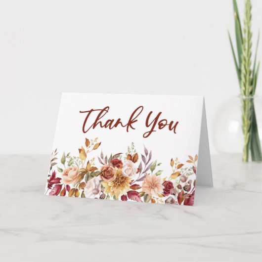 Bourgondië Verbrand Oranje Bloem Bloemen Bruiloft Bedankkaart (Voorkant)